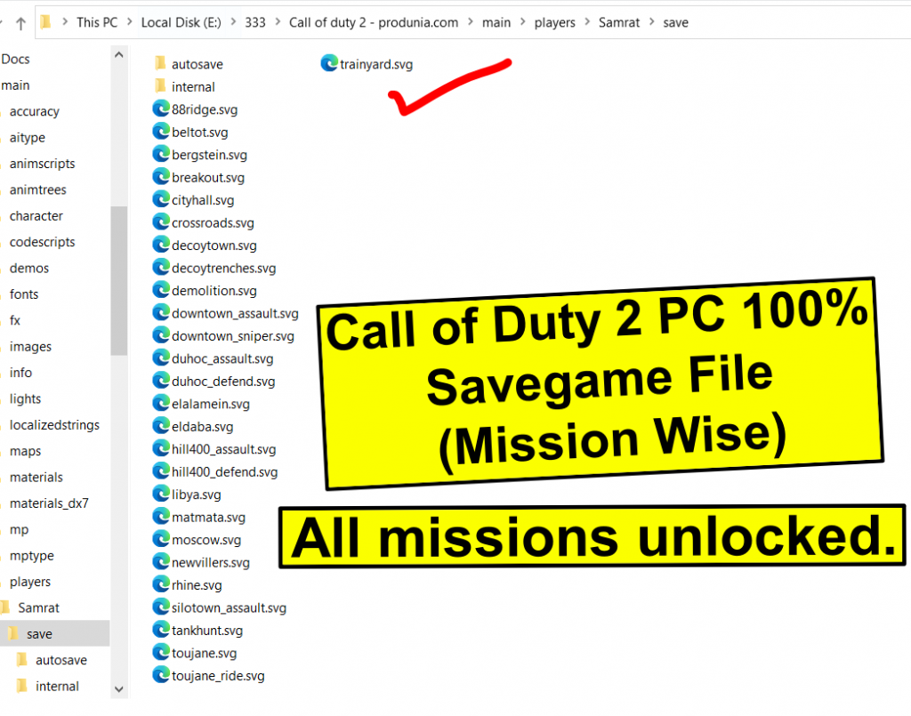 Call of Duty 2 PC 100% Savegame File (Mission Wise -After Each Mission)
