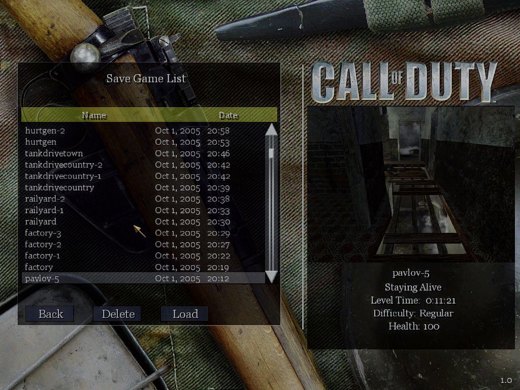 Call of Duty Savegame PC - 100% -Mission Wise
