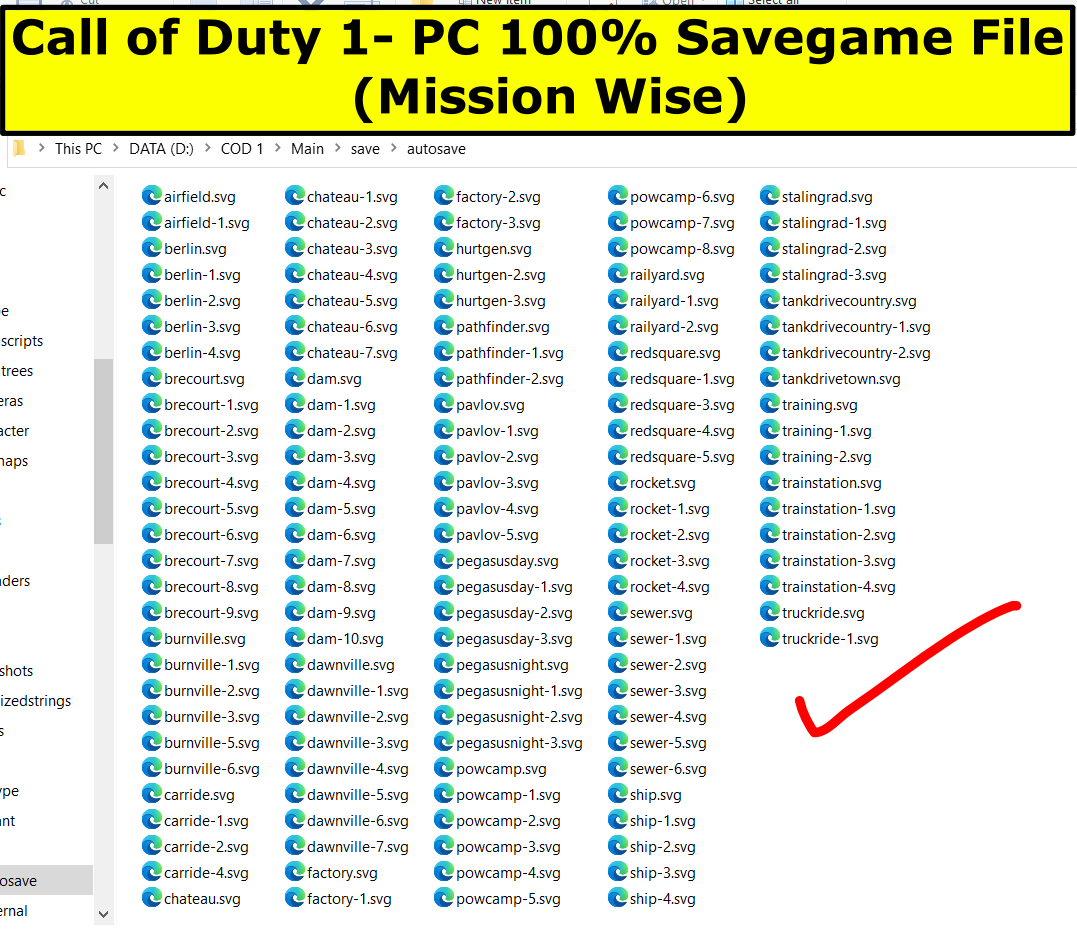 Call of Duty Savegame PC - 100% -Mission Wise