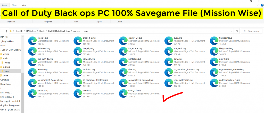 Call of Duty black ops PC 100% Savegame File (Mission Wise -After Each Mission)