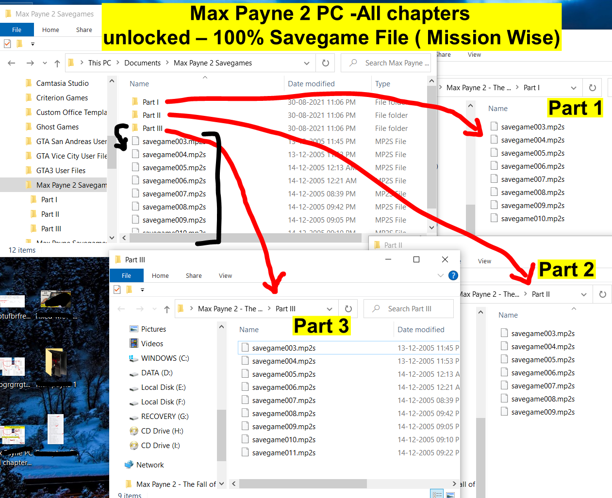 Max Payne 2 PC -All chapters (mission) unlocked - 100% Savegame File ( Mission Wise)
