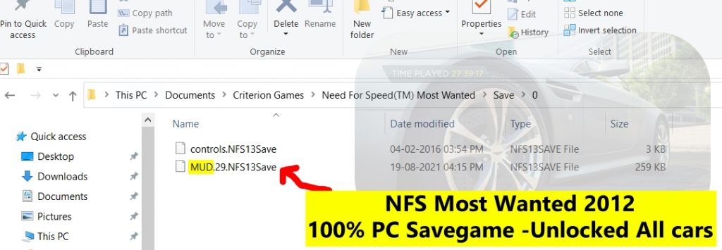 NFS Most Wanted 2012 Savegame PC - 100% Savegame - All cars unlocked