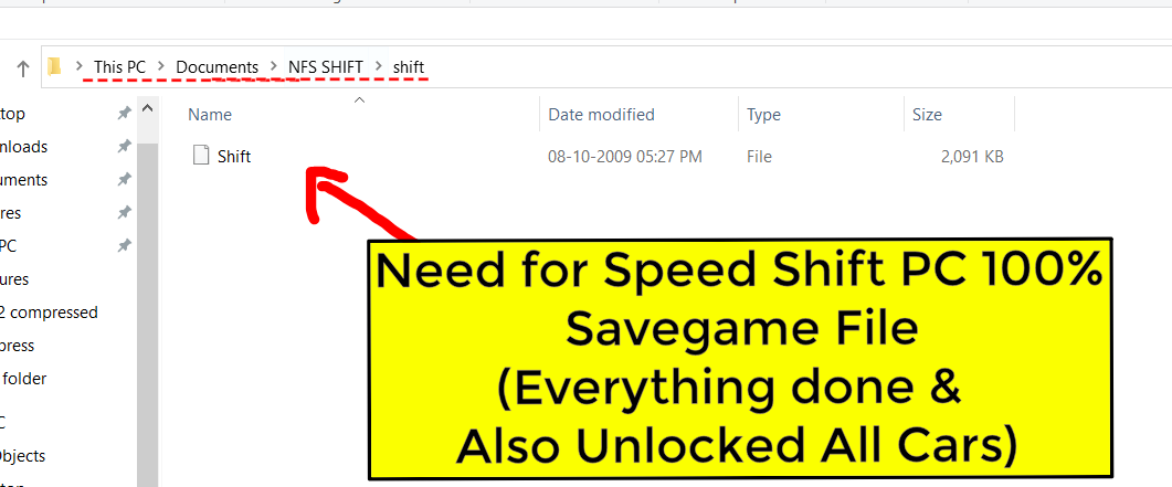 Need for Speed Shift save game 100 PC 100% Savegame File (Unlocked All Cars)