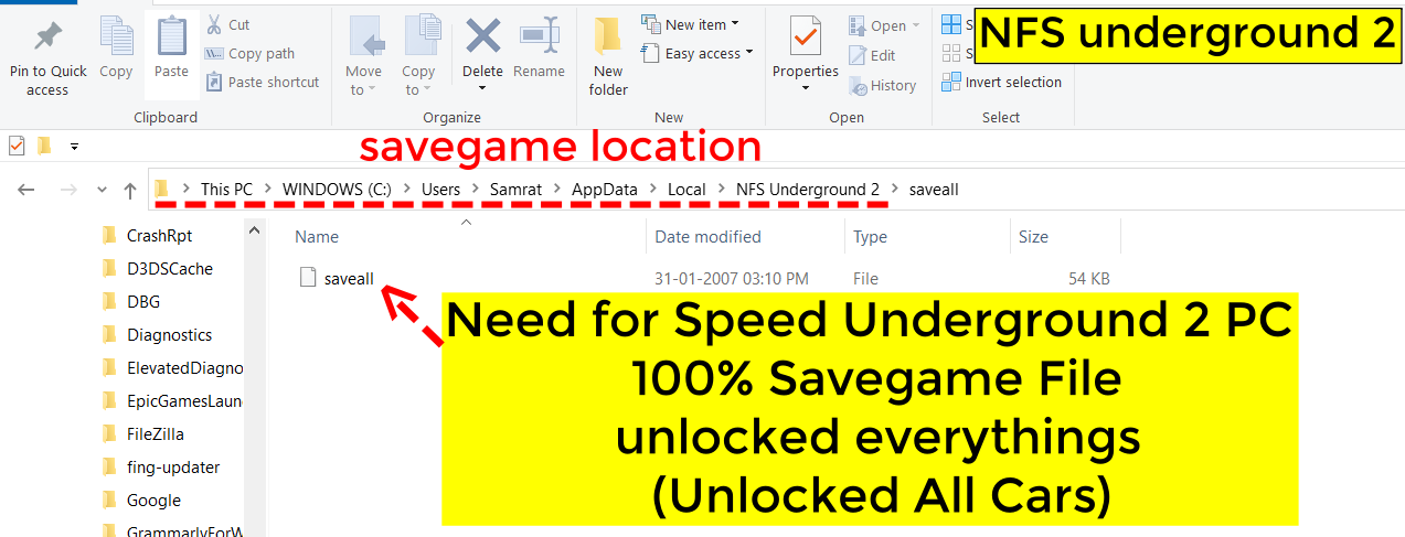 Need for Speed Underground 2 PC 100% Savegame File (Unlocked All Cars)