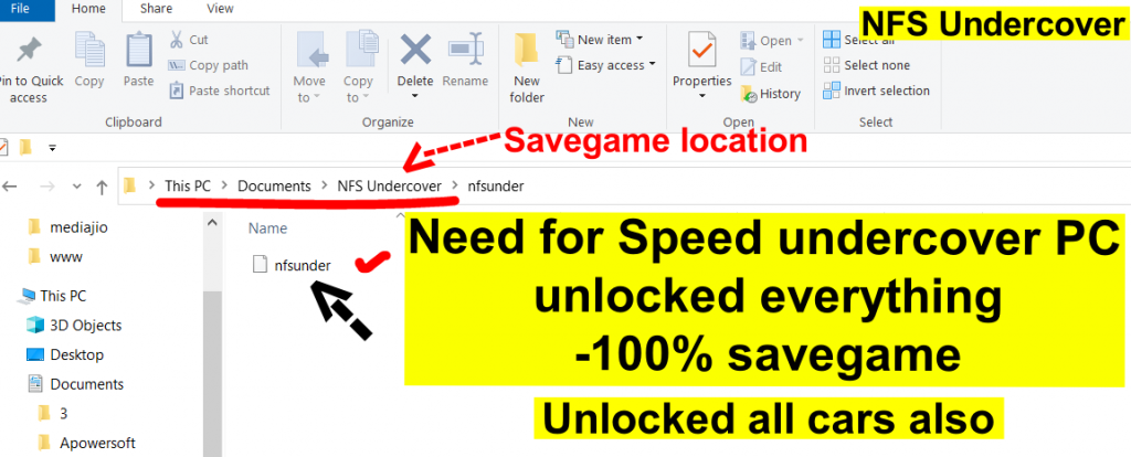Need for Speed undercover Savegame file PC - 100% - unlocked Everything