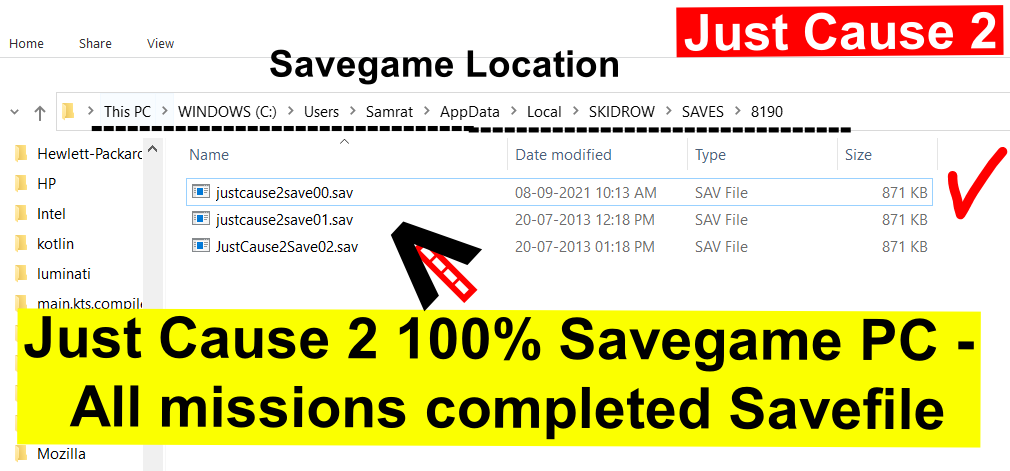 Just Cause 2 100% Savegame PC - All missions completed Savefile