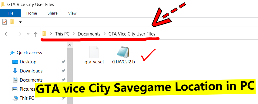GTA vice city savegame location in Windows PC