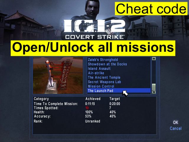 Project IGI 2 All Missions Unlock Cheat Code - Open All missions