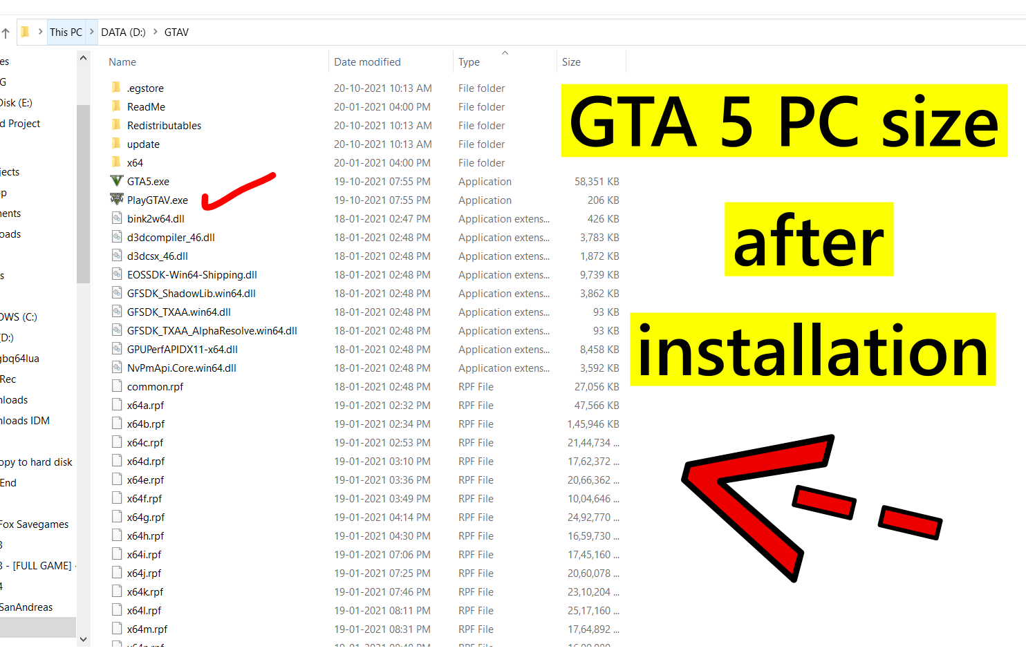 GTA 5 PC size after installation