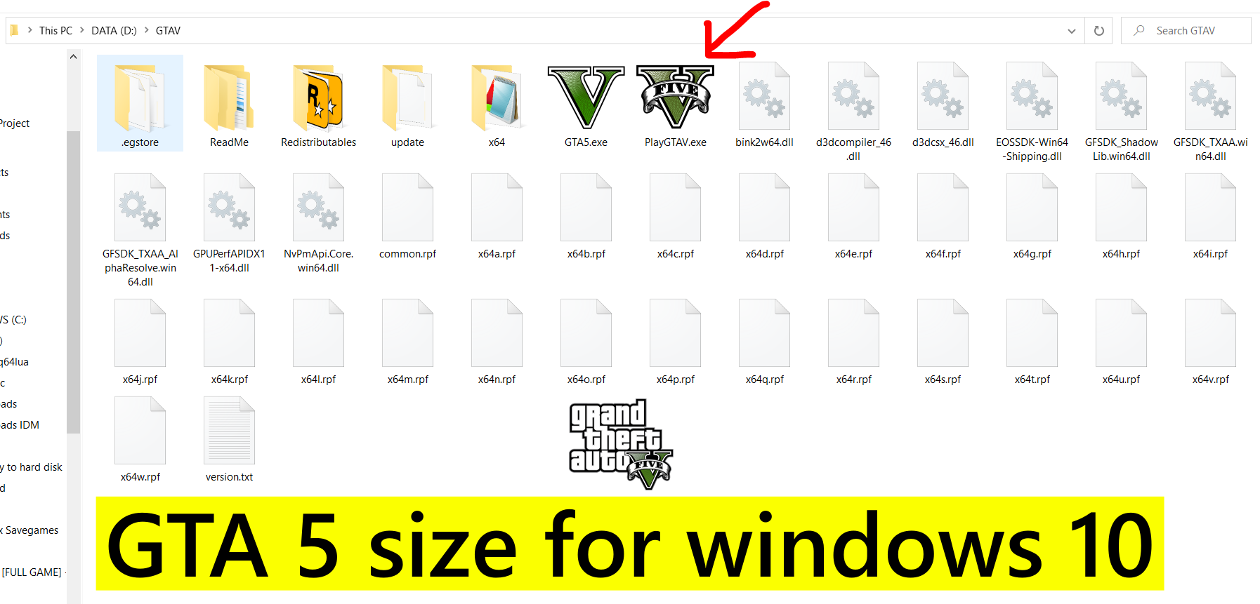 GTA 5 size for windows 10