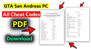 GTA San Andreas PC all Cheat Codes PDF download