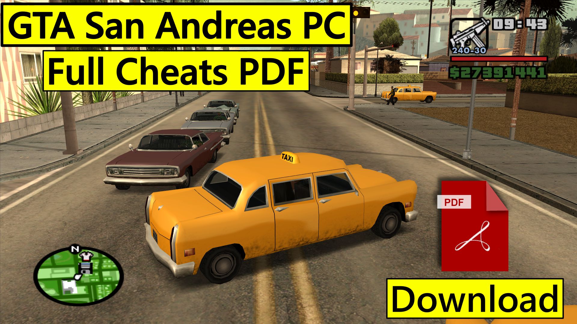 GTA San Andreas PC full cheats pdf Download