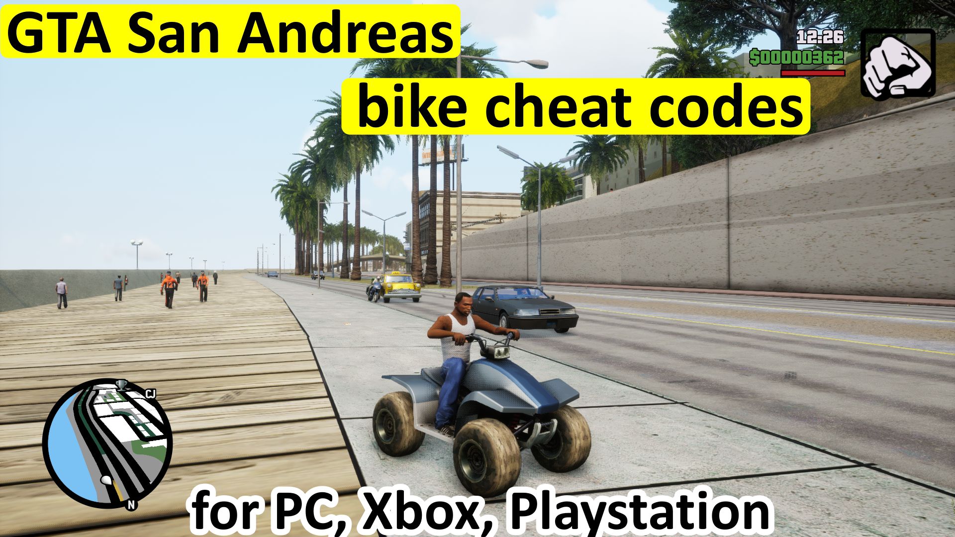 GTA San Andreas bike cheat code for PC, Xbox, Playstation