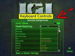 IGI 1 game keyboard controls