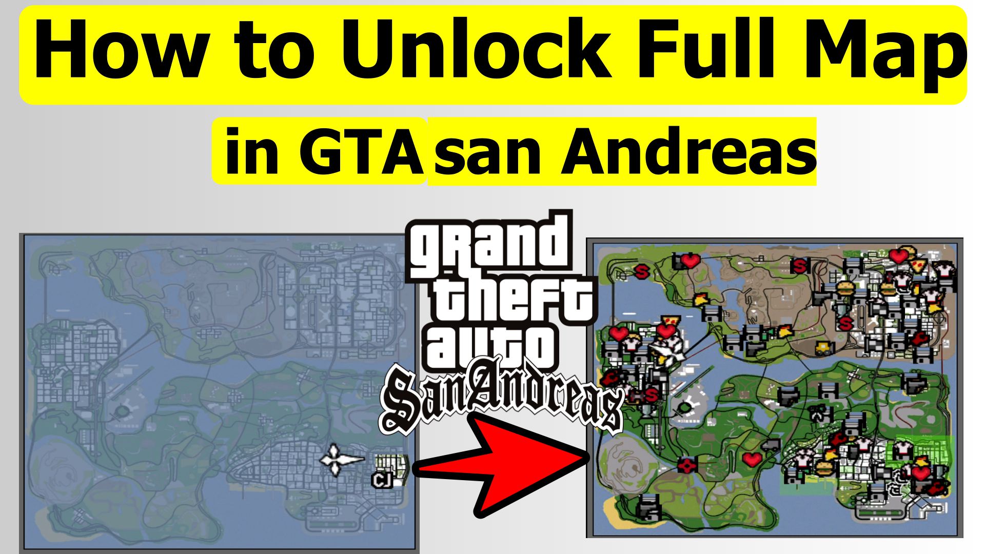 how to unlock full map in GTA San Andreas
