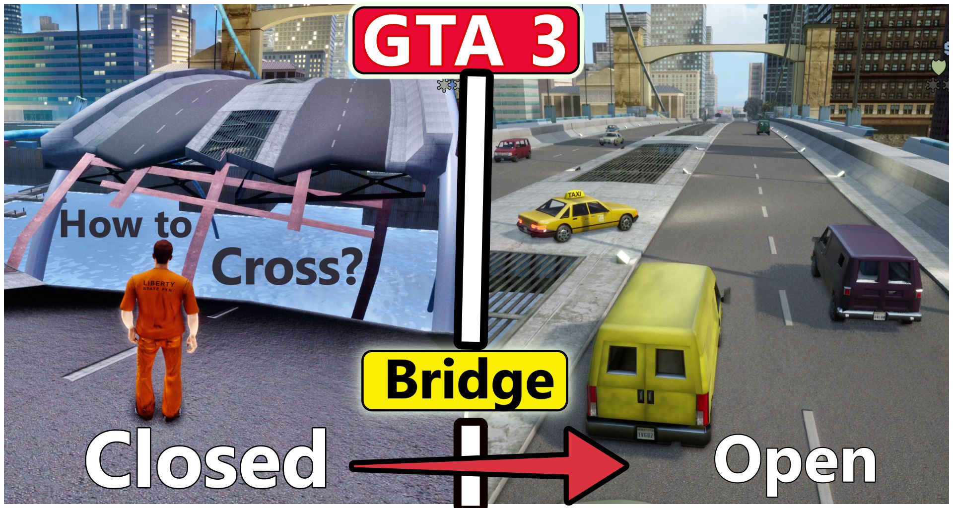 How to cross/open closed bridge of GTA 3 for Exploring all island