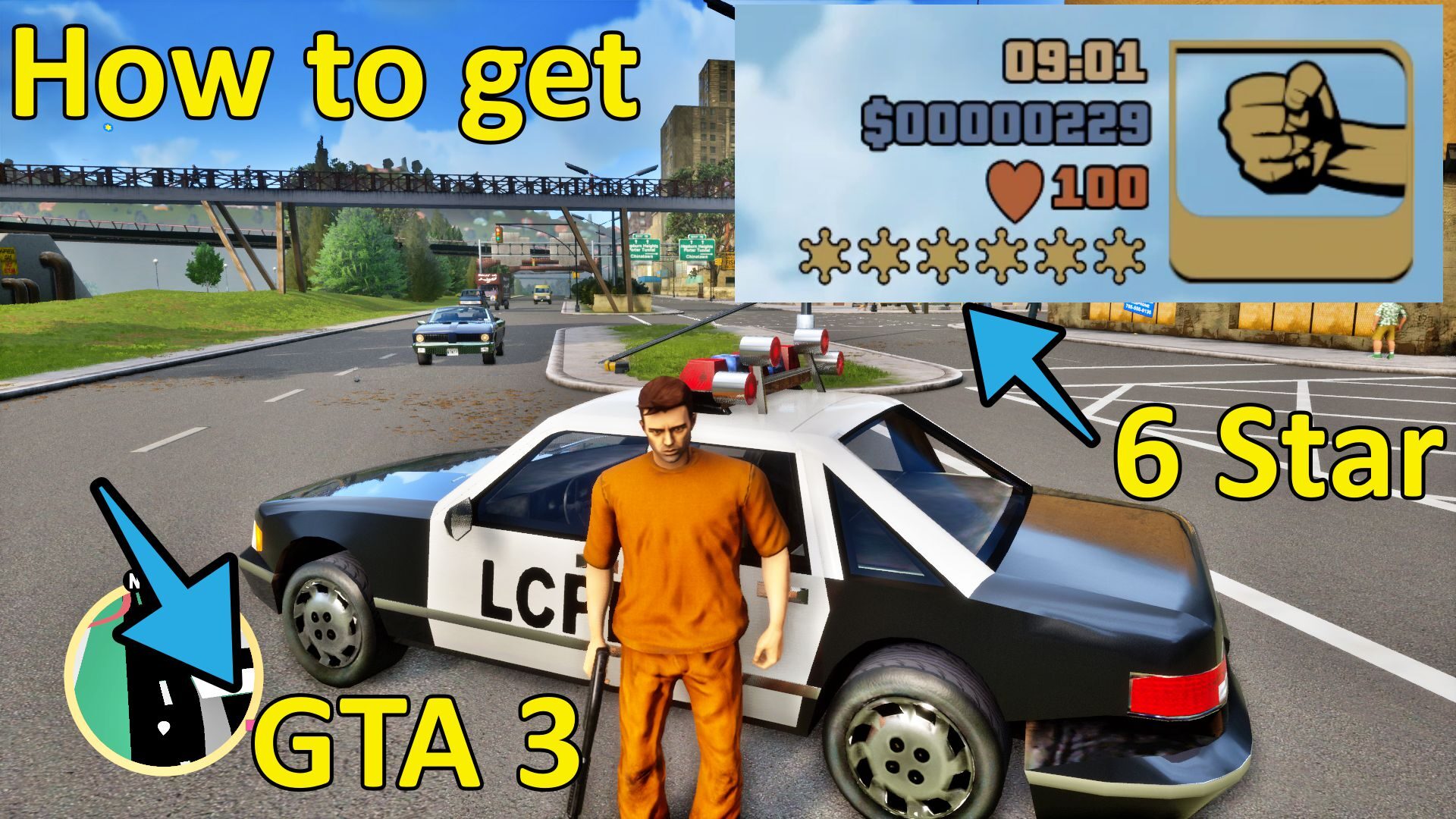 How to get 6 stars wanted level in GTA 3 Definitive Edition