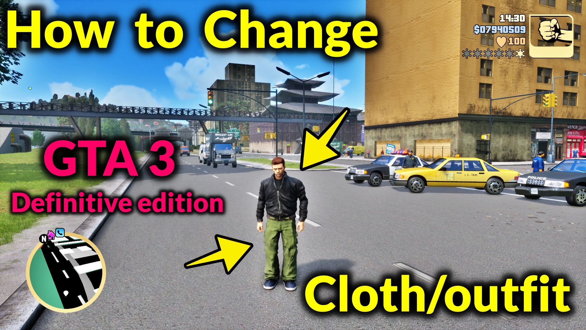 how to change clothes outfits in GTA 3 Definitive edition