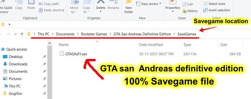 GTA San Andreas definitive edition 100% Savegame file 