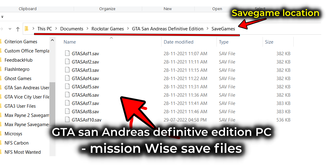 GTA San Andreas Definitive Edition PC Mission Wise Save Files Of Some Missions 