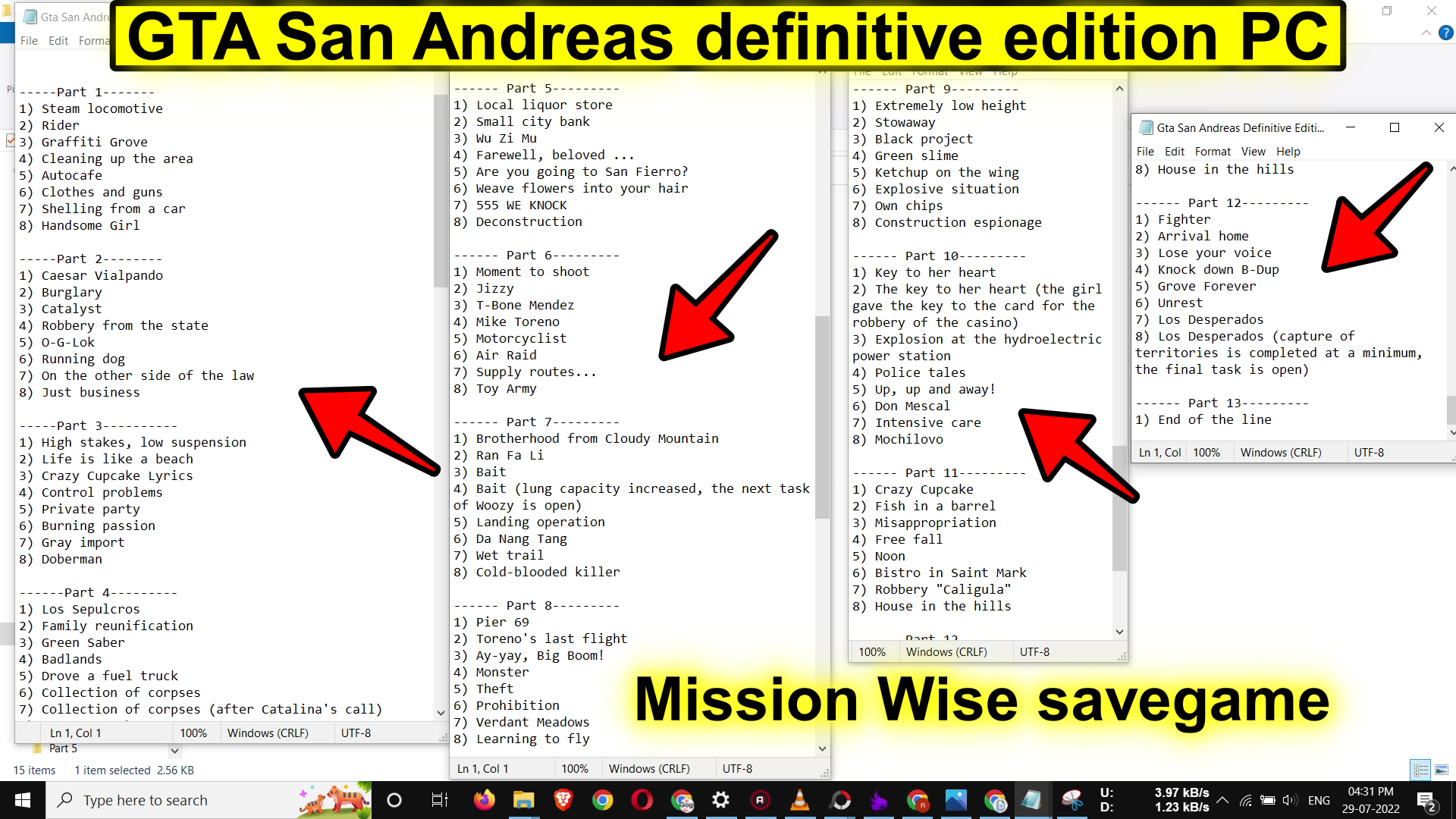 GTA san Andreas definitive edition PC - mission Wise save files