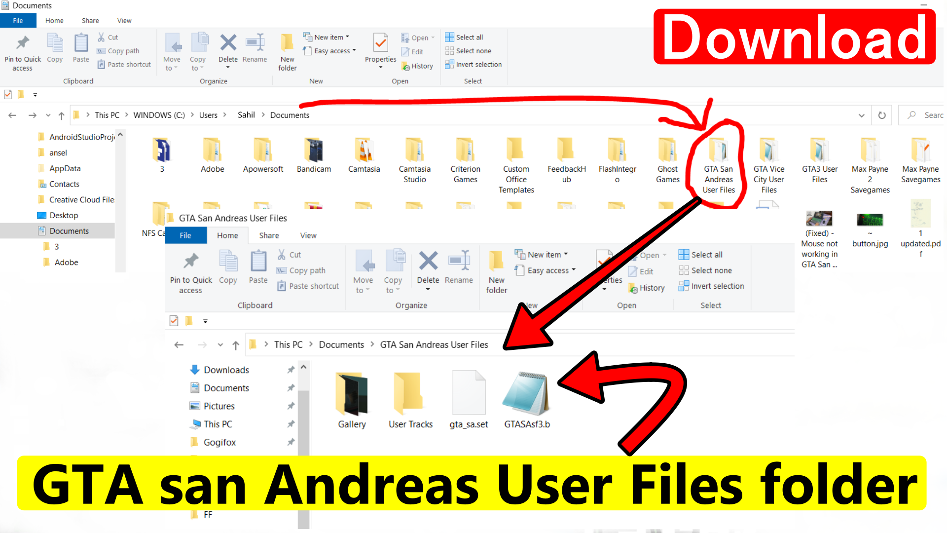 GTA san Andreas user files folder download