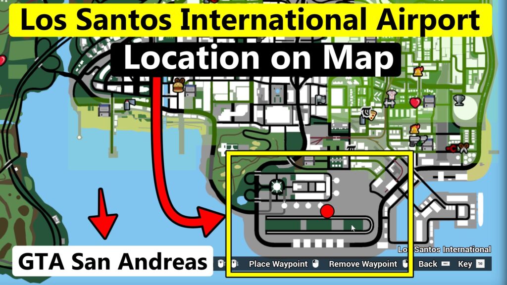 GTA san andreas - Los Santos International Airport location on Map