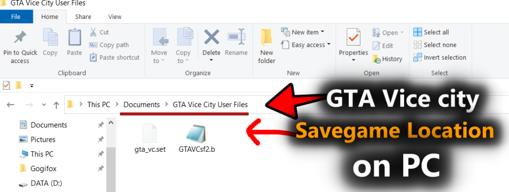 Savegame Location of - original GTA vice city 
