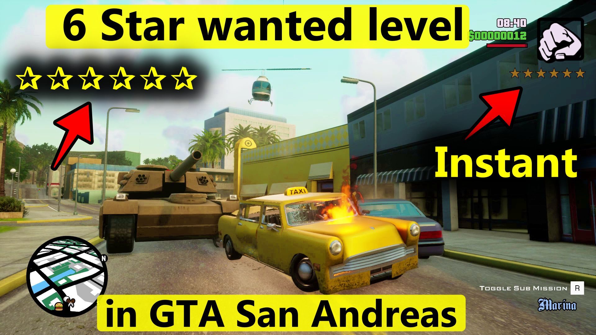 how to get Instant - 6 Star wanted level in GTA San Andreas