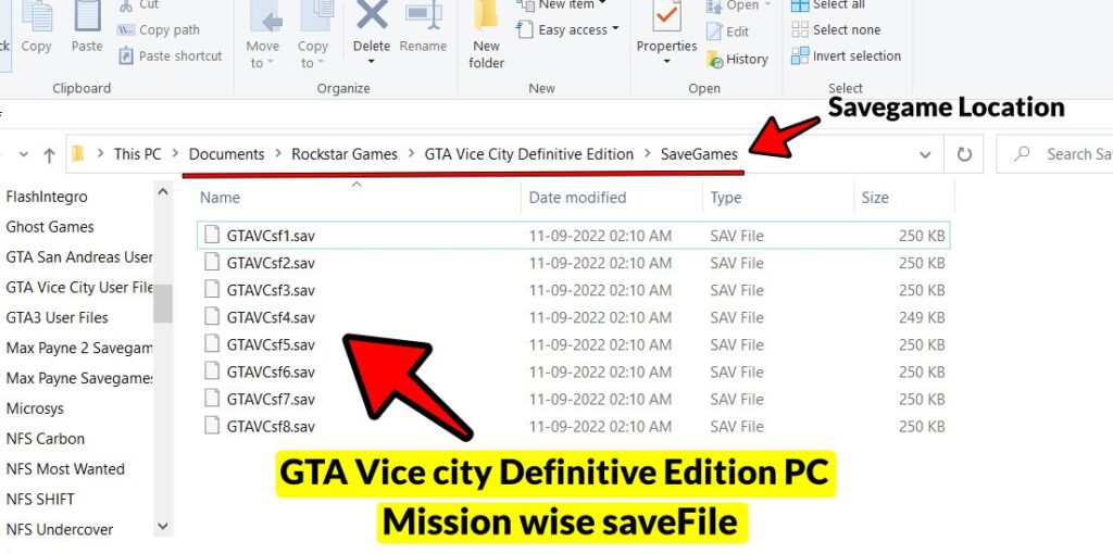 GTA Vice City definitive edition PC - mission Wise Savefiles