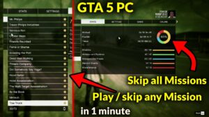 skip all Missions or play or skip any Mission in GTA 5 PC