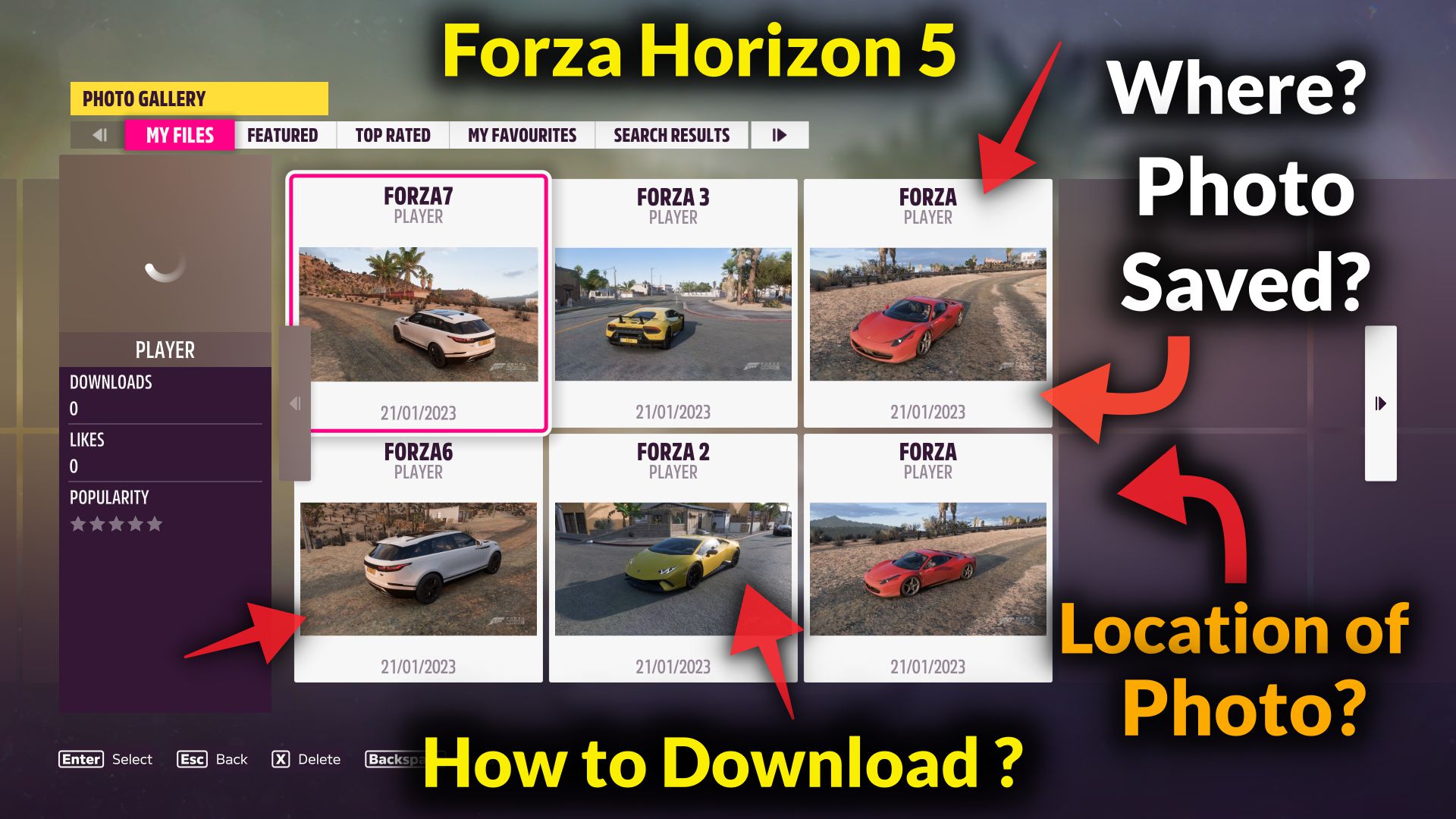 Forza Horizon 5 - where to find Photos & How to Save or Download