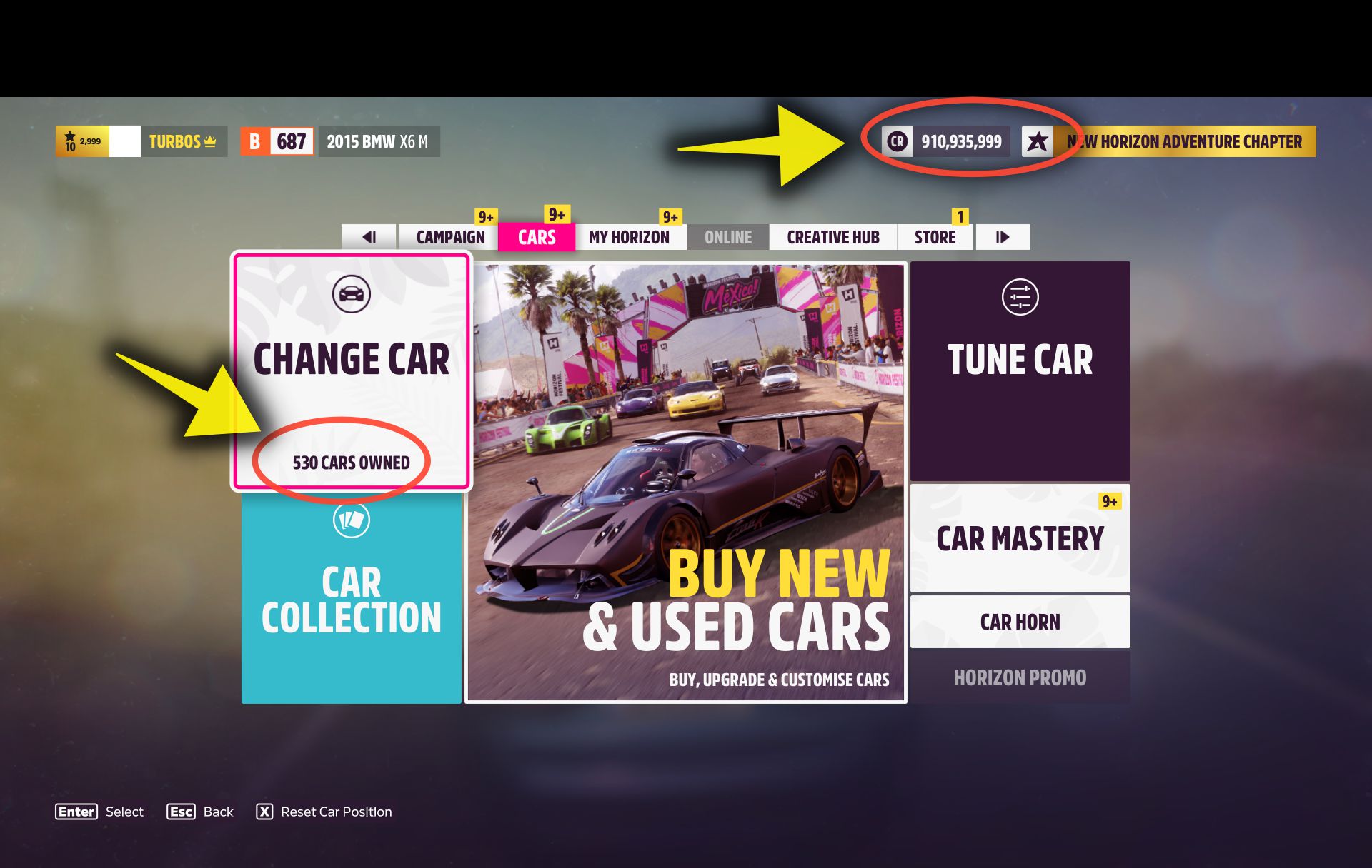 Savegame 2 - Forza Horizon Savegame With 500+ Cars with  Money - 9 million $