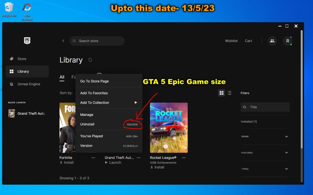 GTA 5 PC - Epic game Size 