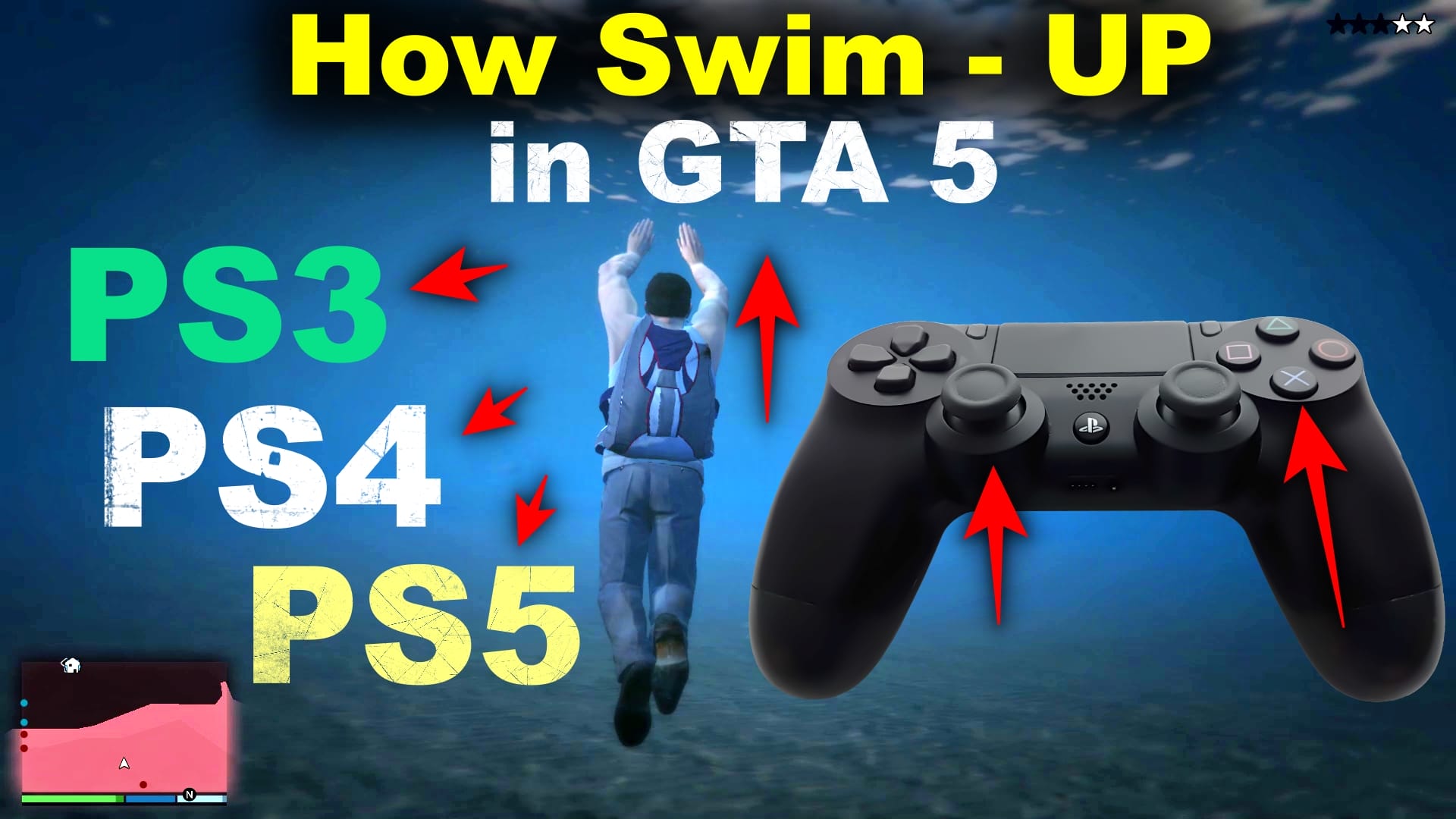 how to swim up in GTA 5 - PS3, PS4, PS5